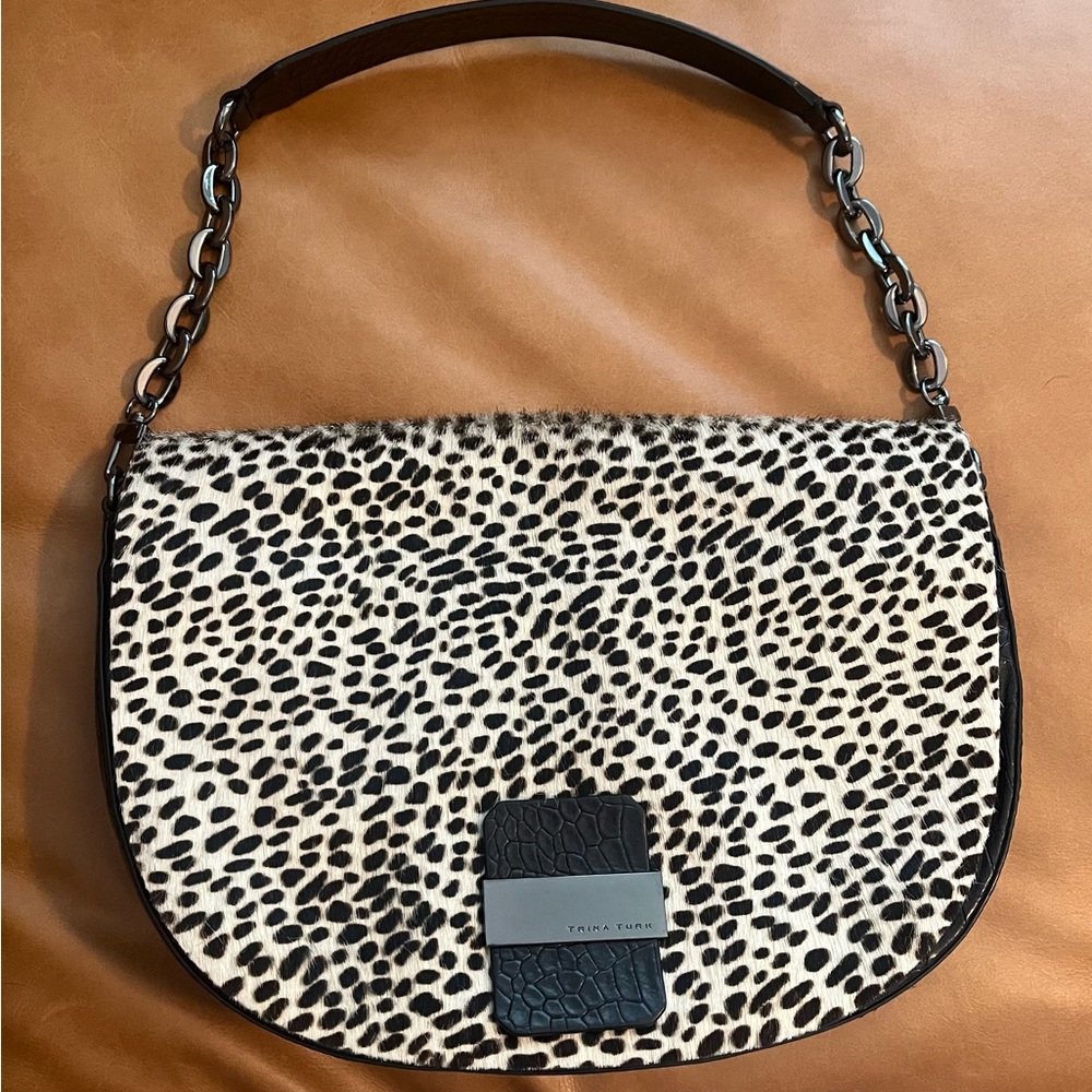 Leopard Print Shoulder Bag with Chain Strap by Trina Turk
